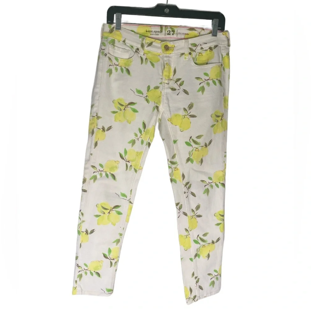 Kate Spade Broome Street lemon print skinny ankle jeans Sz 27‎ - Picture 6 of 12